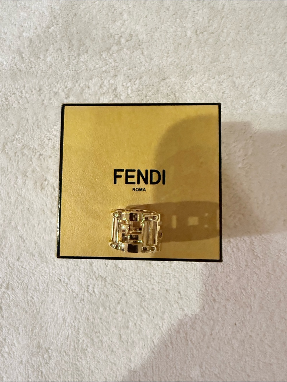 Fendi Roma Gold-Tone Logo Statement Ring